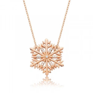 Kadın Gümüş Kar Tanesi Bayan Kolye