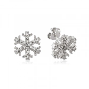 Kadın Gümüş Kar Tanesi Çivili Küpe