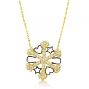 Kadın Gümüş Kar Tanesi Şans Bayan Kolye