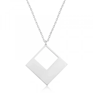 Kadın Gümüş Kare Bayan kolye