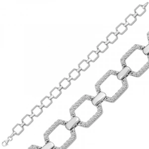 Kadın Gümüş Kare Taşlı Kadın Bileklik