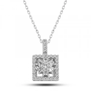 Kadın Gümüş Kare Zirkon Taşlı Kadın Kolye