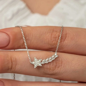 Kadın Gümüş Kayan Yıldız Kadın Kolye