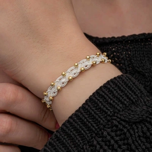 Kadın Gümüş Kazaziye Örgü Bileklik