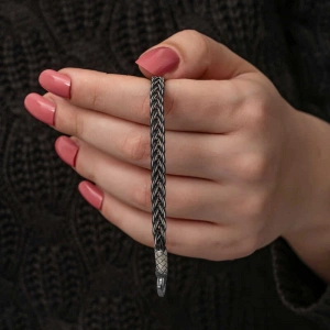 Kadın Gümüş Kazaziye Örgü Bileklik