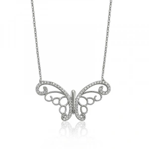 Kadın Gümüş Kelebek Bayan Kolye