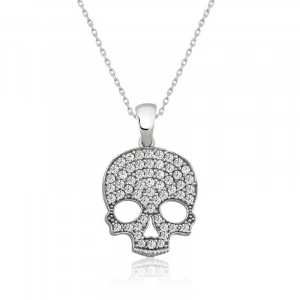 Kadın Gümüş Kuru Kafa Bayan Kolye