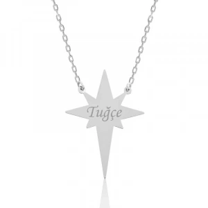 Kadın Gümüş Kutup Yıldızı İsimli Bayan Kolye