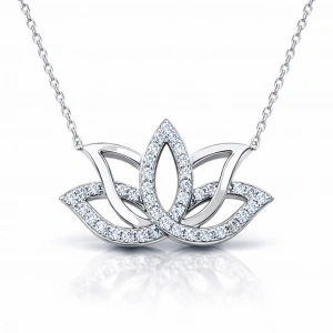 Kadın Gümüş Lotus Çiçeği Kolye