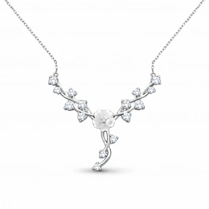 Kadın Gümüş Manolya Çiçeği Sarmaşık Kadın Kolye