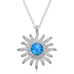 Kadın ​Gümüş Mavi Opal Taşlı Güneş Kadın Kolye