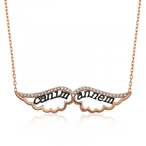 Kadın Gümüş Melek Canım Annem Bayan Kolye