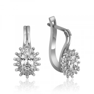 Kadın Gümüş Mengeçli Oval Kesim Küpe