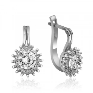 Kadın Gümüş Mengeçli Yuvarlak Kesim Küpe