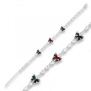 Kadın ​Gümüş Mineli Kelebek Bayan Bileklik