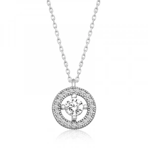 Kadın Gümüş Minimal Yuvarlak Tektaş Kadın Kolye