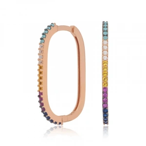 Kadın Gümüş Mix Taşlı Halka Küpe