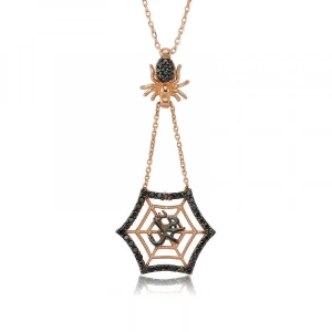 Kadın Gümüş Muhammed Yazılı Örümcek Ağı Bayan Kolye