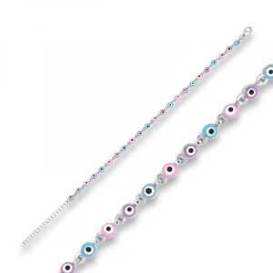 Kadın ​Gümüş Nazar Boncuklu Bileklik