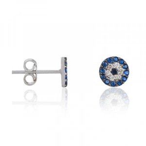 Kadın Gümüş Nazar Çivili Küpe