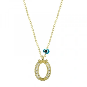 Kadın Gümüş Nazar Gold Ö Harfi Kadın Kolye