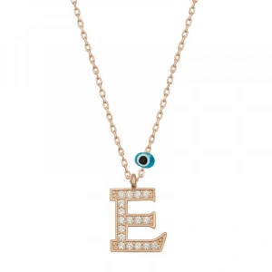 Kadın Gümüş Nazar Rose E Harfi Kadın Kolye