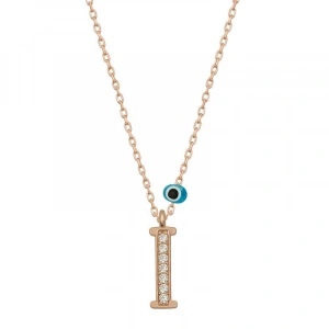 Kadın Gümüş Nazar Rose I Harfi Kadın Kolye