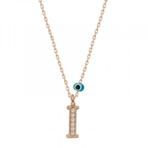 Kadın Gümüş Nazar Rose İ Harfi Kadın Kolye