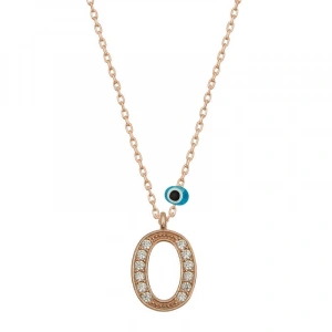 Kadın Gümüş Nazar Rose O Harfi Kadın Kolye