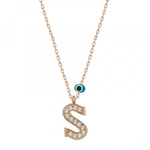 Kadın Gümüş Nazar Rose S Harfi Kadın Kolye
