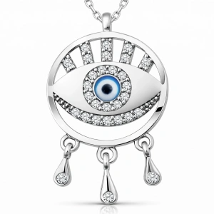Kadın Gümüş Nazarlı Göz Kolye