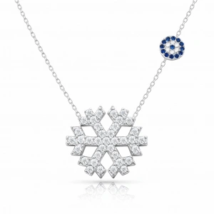 Kadın Gümüş Nazarlı Kar Tanesi Kadın Kolye