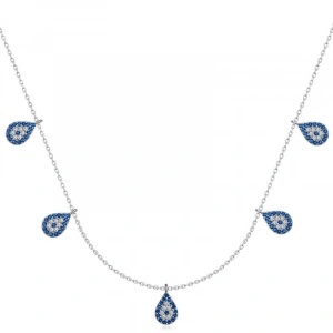 Kadın Gümüş Nazarlı Şans Kadın Kolye