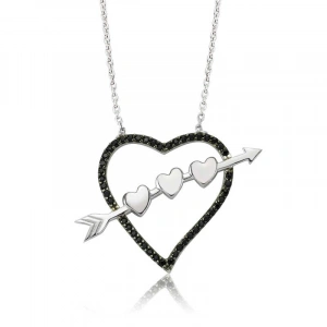 Kadın Gümüş Oklu Kalp Bayan Kolye