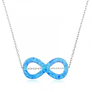 Kadın Gümüş Opal Taşlı Sonsuzluk Kolye