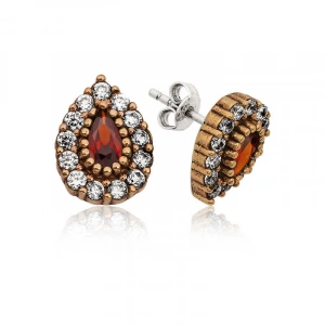 Kadın Gümüş Otantik Damla Çivili Küpe