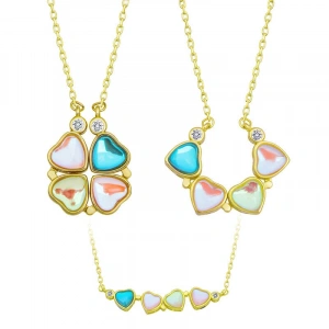 Kadın Gümüş Renkli Açılabilen Yonca Kadın Kolye