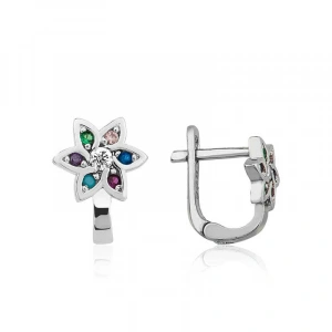 Kadın Gümüş Renkli Çiçek Bayan Küpe