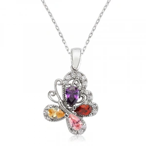 Kadın Gümüş Renkli Kelebek Bayan Kolye