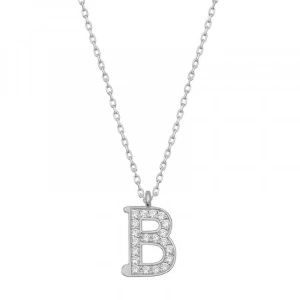Kadın Gümüş Rodyum B Harfi Kadın Kolye