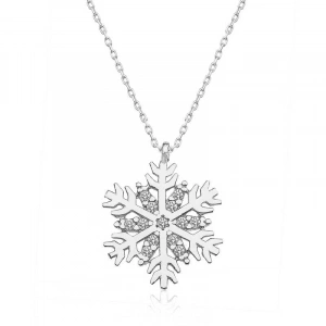 Kadın Gümüş Rodyum Kar Tanesi Bayan Kolye