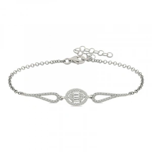 Kadın Gümüş Rodyum Oval Baget Bileklik