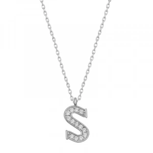 Kadın Gümüş Rodyum S Harfi Kadın Kolye