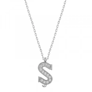 Kadın Gümüş Rodyum Ş Harfi Kadın Kolye