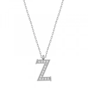 Kadın Gümüş Rodyum Z Harfi Kadın Kolye