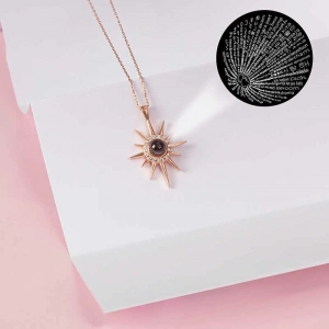 Kadın Gümüş Rose 100 Dilde Seni Seviyorum Kutup Yıldızı Kadın Kolye