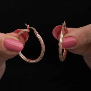 Kadın Gümüş Rose 3 mm Burgu Şarnel Küpe