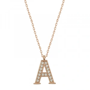 Kadın Gümüş Rose A Harfi Kadın Kolye