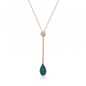 Kadın Gümüş Rose Aşk Damlası Bayan Kolye