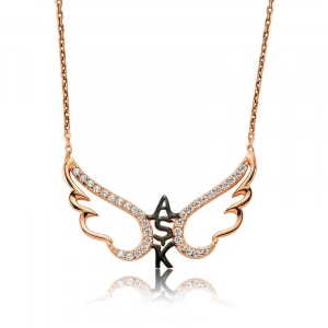 Kadın Gümüş Rose Aşk Yazılı Melek Kanadı Kadın Kolye